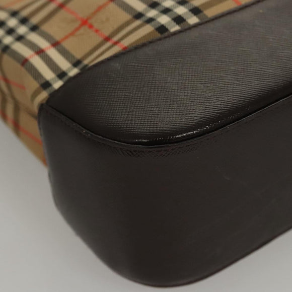 BURBERRY Nova Check Shoulder Bag Canvas Beige Brown gold Auth 116812