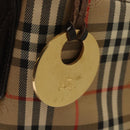 BURBERRY Nova Check Shoulder Bag Canvas Beige Brown gold Auth 116812-10