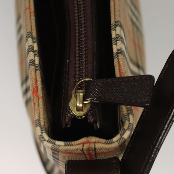 BURBERRY Nova Check Shoulder Bag Canvas Beige Brown gold Auth 116812