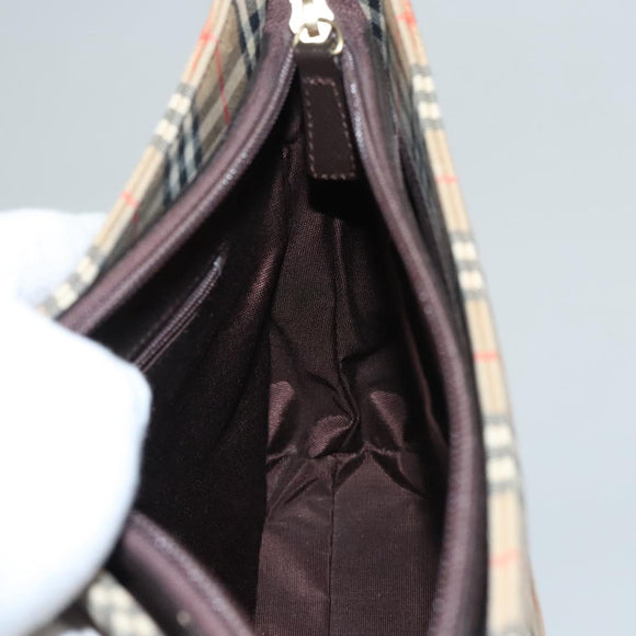 BURBERRY Nova Check Shoulder Bag Canvas Beige Brown gold Auth 116812