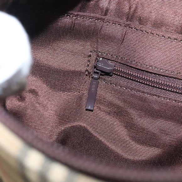 BURBERRY Nova Check Shoulder Bag Canvas Beige Brown gold Auth 116812