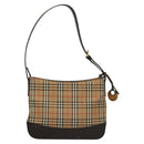BURBERRY Nova Check Shoulder Bag Canvas Beige Brown gold Auth 116812-2