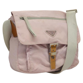 PRADA Shoulder Bag Nylon Pink Gray Silver Auth 116830
