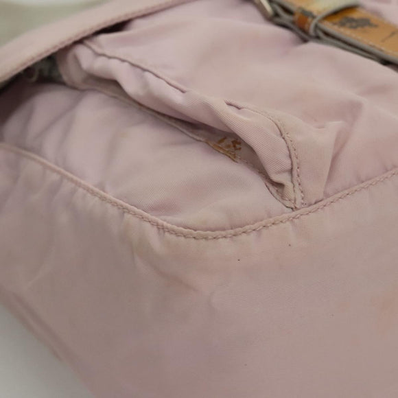 PRADA Shoulder Bag Nylon Pink Gray Silver Auth 116830