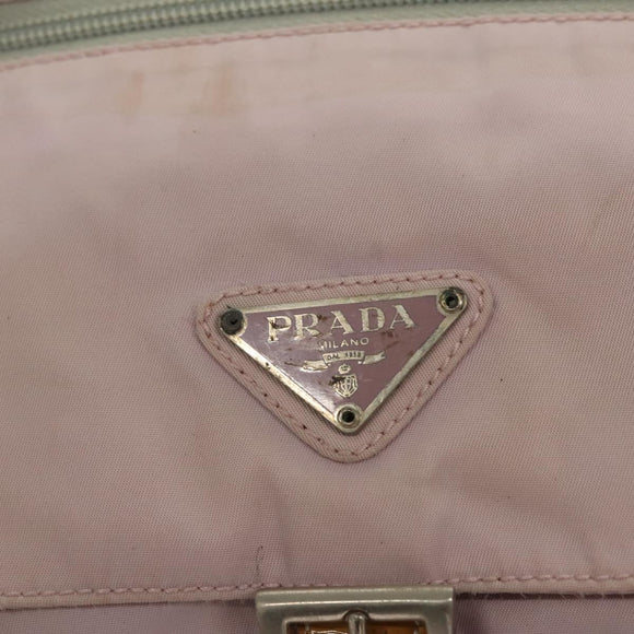 PRADA Shoulder Bag Nylon Pink Gray Silver Auth 116830