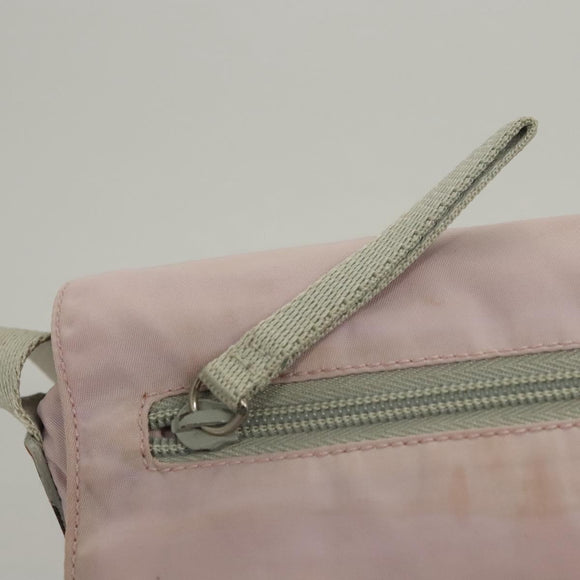 PRADA Shoulder Bag Nylon Pink Gray Silver Auth 116830