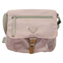 PRADA Shoulder Bag Nylon Pink Gray Silver Auth 116830-13