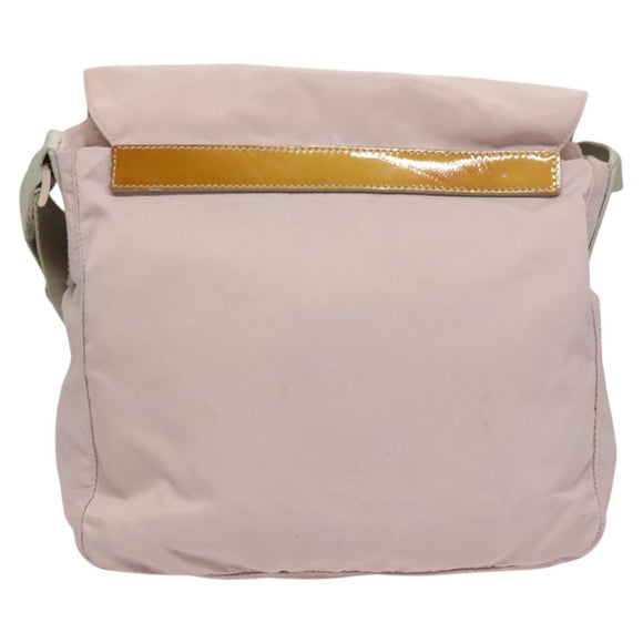 PRADA Shoulder Bag Nylon Pink Gray Silver Auth 116830