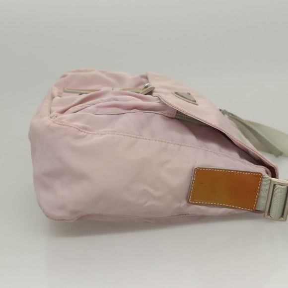 PRADA Shoulder Bag Nylon Pink Gray Silver Auth 116830