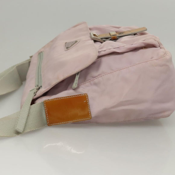 PRADA Shoulder Bag Nylon Pink Gray Silver Auth 116830