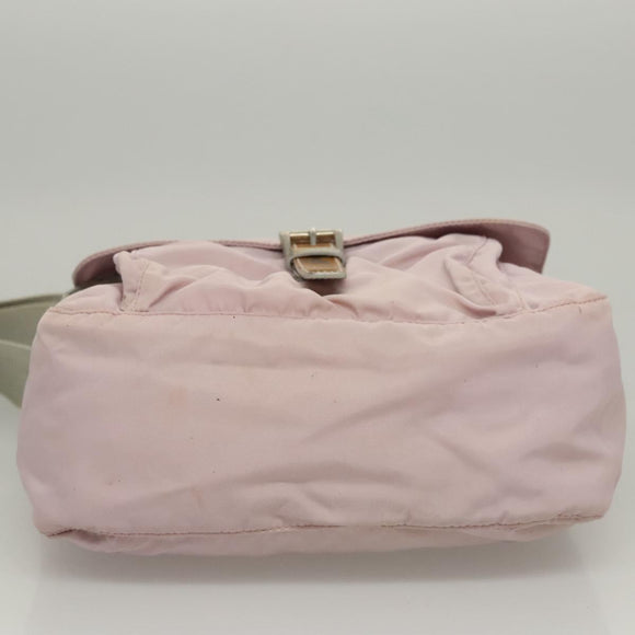 PRADA Shoulder Bag Nylon Pink Gray Silver Auth 116830