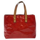 LOUIS VUITTON Monogram Vernis Reade PM Hand Bag Red Rouge M91088 LV Auth 116831-13