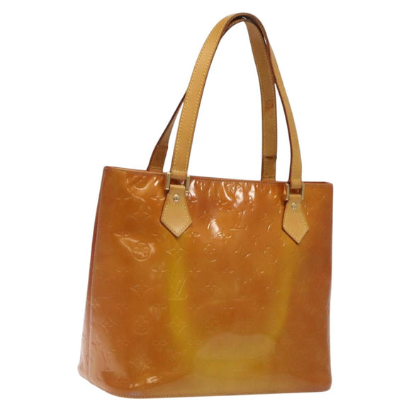 LOUIS VUITTON Monogram Vernis Houston Hand Bag Beige M91004 LV Auth 116856