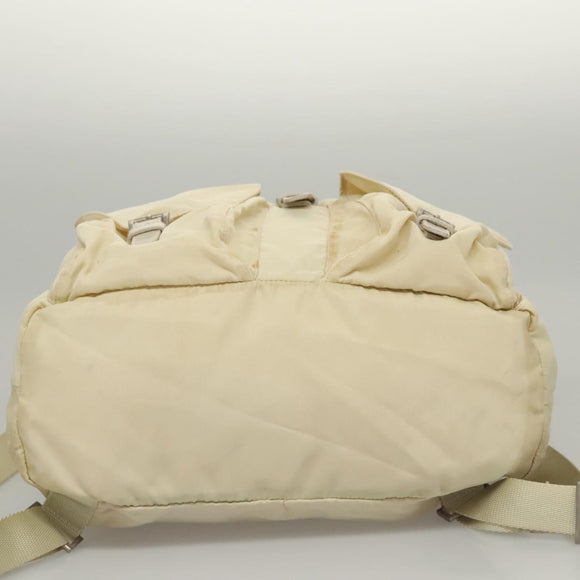 PRADA Backpack Nylon Cream Silver Auth 116860