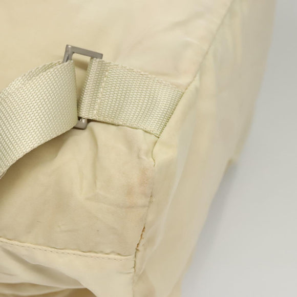 PRADA Backpack Nylon Cream Silver Auth 116860