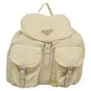 PRADA Backpack Nylon Cream Silver Auth 116860-13