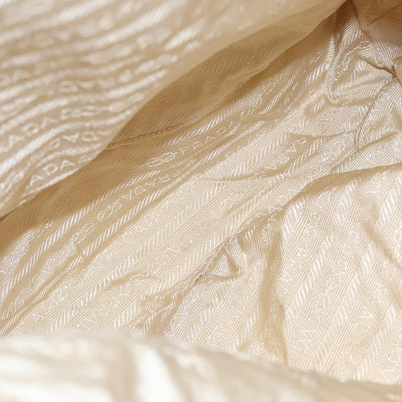 PRADA Backpack Nylon Cream Silver Auth 116860