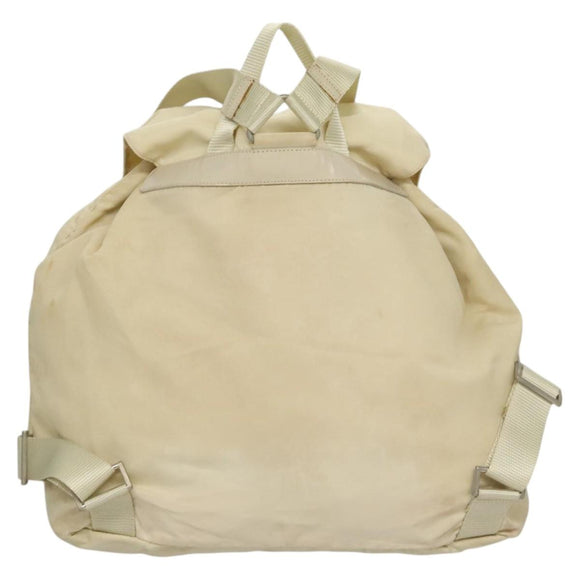 PRADA Backpack Nylon Cream Silver Auth 116860