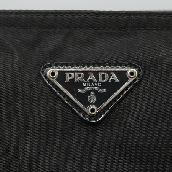 PRADA Shoulder Bag Nylon Black Silver Auth 116863