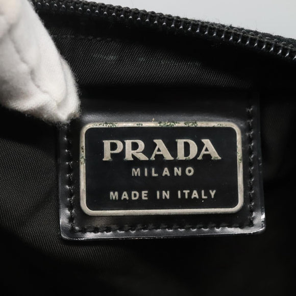 PRADA Shoulder Bag Nylon Black Silver Auth 116863