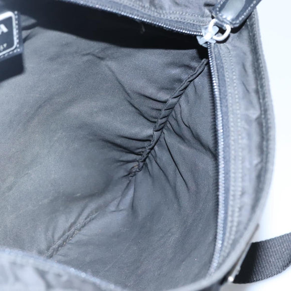 PRADA Shoulder Bag Nylon Black Silver Auth 116863