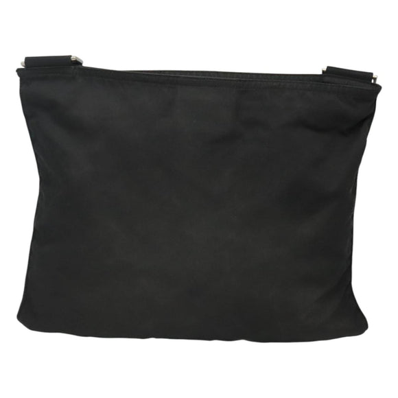 PRADA Shoulder Bag Nylon Black Silver Auth 116863