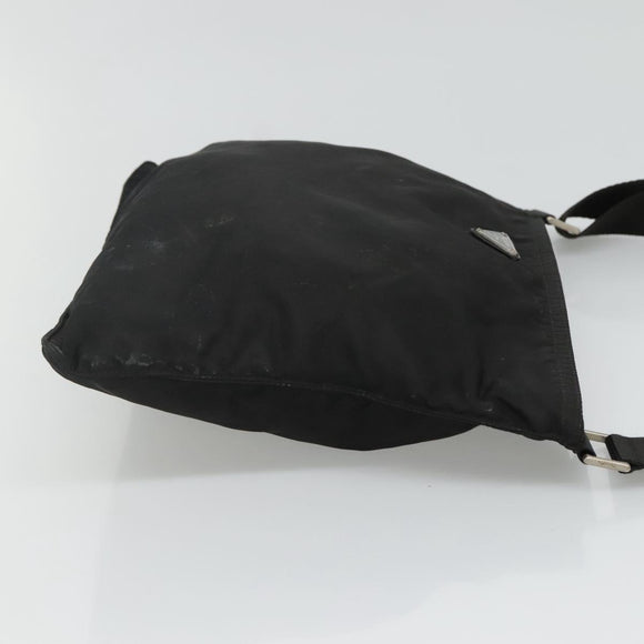 PRADA Shoulder Bag Nylon Black Silver Auth 116863