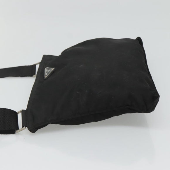 PRADA Shoulder Bag Nylon Black Silver Auth 116863