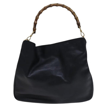 GUCCI Bamboo Shoulder Bag Leather 2way Black Gold 001 1781 1577 Auth 116886 - 0