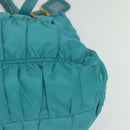 PRADA Hand Bag Nylon Leather 2way Turquoise Blue Gold Auth 116888-11