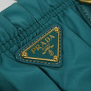 PRADA Hand Bag Nylon Leather 2way Turquoise Blue Gold Auth 116888-14