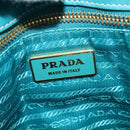PRADA Hand Bag Nylon Leather 2way Turquoise Blue Gold Auth 116888-17