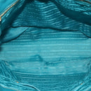 PRADA Hand Bag Nylon Leather 2way Turquoise Blue Gold Auth 116888-18