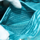 PRADA Hand Bag Nylon Leather 2way Turquoise Blue Gold Auth 116888-22
