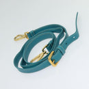 PRADA Hand Bag Nylon Leather 2way Turquoise Blue Gold Auth 116888-24