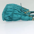 PRADA Hand Bag Nylon Leather 2way Turquoise Blue Gold Auth 116888-5