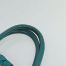 PRADA Hand Bag Nylon Leather 2way Turquoise Blue Gold Auth 116888-8