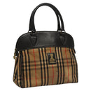 Burberrys Nova Check Hand Bag Canvas Beige Gold Auth 116935-1