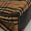 Burberrys Nova Check Hand Bag Canvas Beige Gold Auth 116935-10