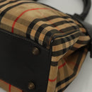 Burberrys Nova Check Hand Bag Canvas Beige Gold Auth 116935-11