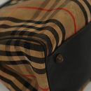 Burberrys Nova Check Hand Bag Canvas Beige Gold Auth 116935-12