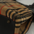 Burberrys Nova Check Hand Bag Canvas Beige Gold Auth 116935-13