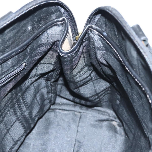 Burberrys Nova Check Hand Bag Canvas Beige Gold Auth 116935