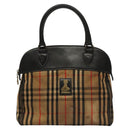 Burberrys Nova Check Hand Bag Canvas Beige Gold Auth 116935-2