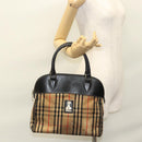 Burberrys Nova Check Hand Bag Canvas Beige Gold Auth 116935-22