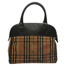 Burberrys Nova Check Hand Bag Canvas Beige Gold Auth 116935-3