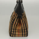Burberrys Nova Check Hand Bag Canvas Beige Gold Auth 116935-4