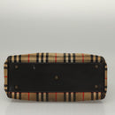 Burberrys Nova Check Hand Bag Canvas Beige Gold Auth 116935-9