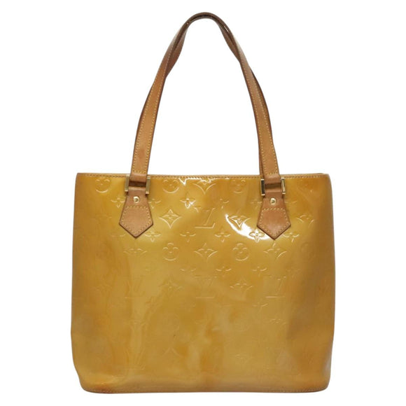 LOUIS VUITTON Monogram Vernis Houston Hand Bag Beige M91004 LV Auth 116941