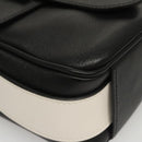 PRADA Shoulder Bag Leather Black White Auth 117019V-14